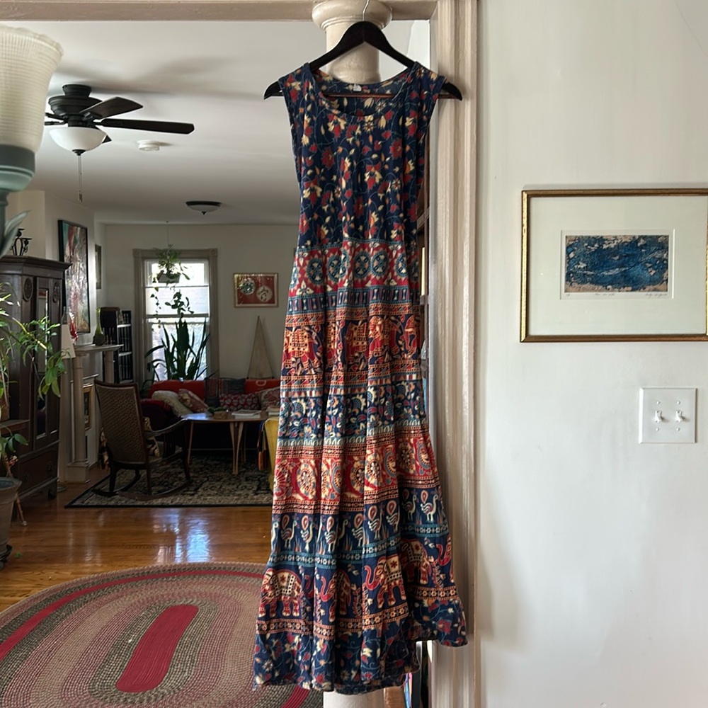 Cotten summer Indian dress with elephants